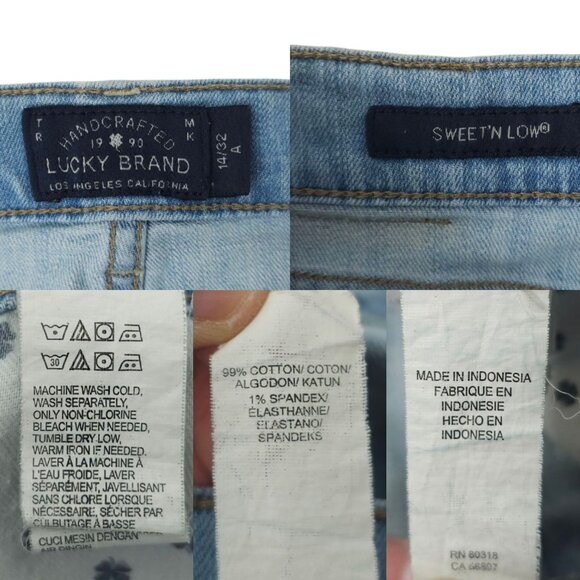 Lucky Brand Sweet N Low Boot Cut Jeans Womens 14 Light Wash Distressed Denim - Picture 8 of 15